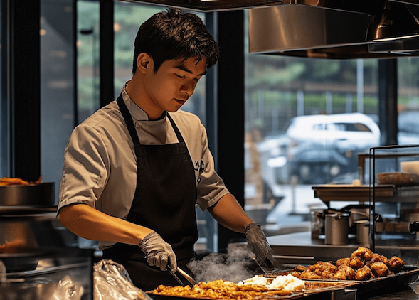 푸라닭 창업비용 조리하는 남자